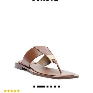 SCHUTZ Brown Leather Sandals with Gold Accent